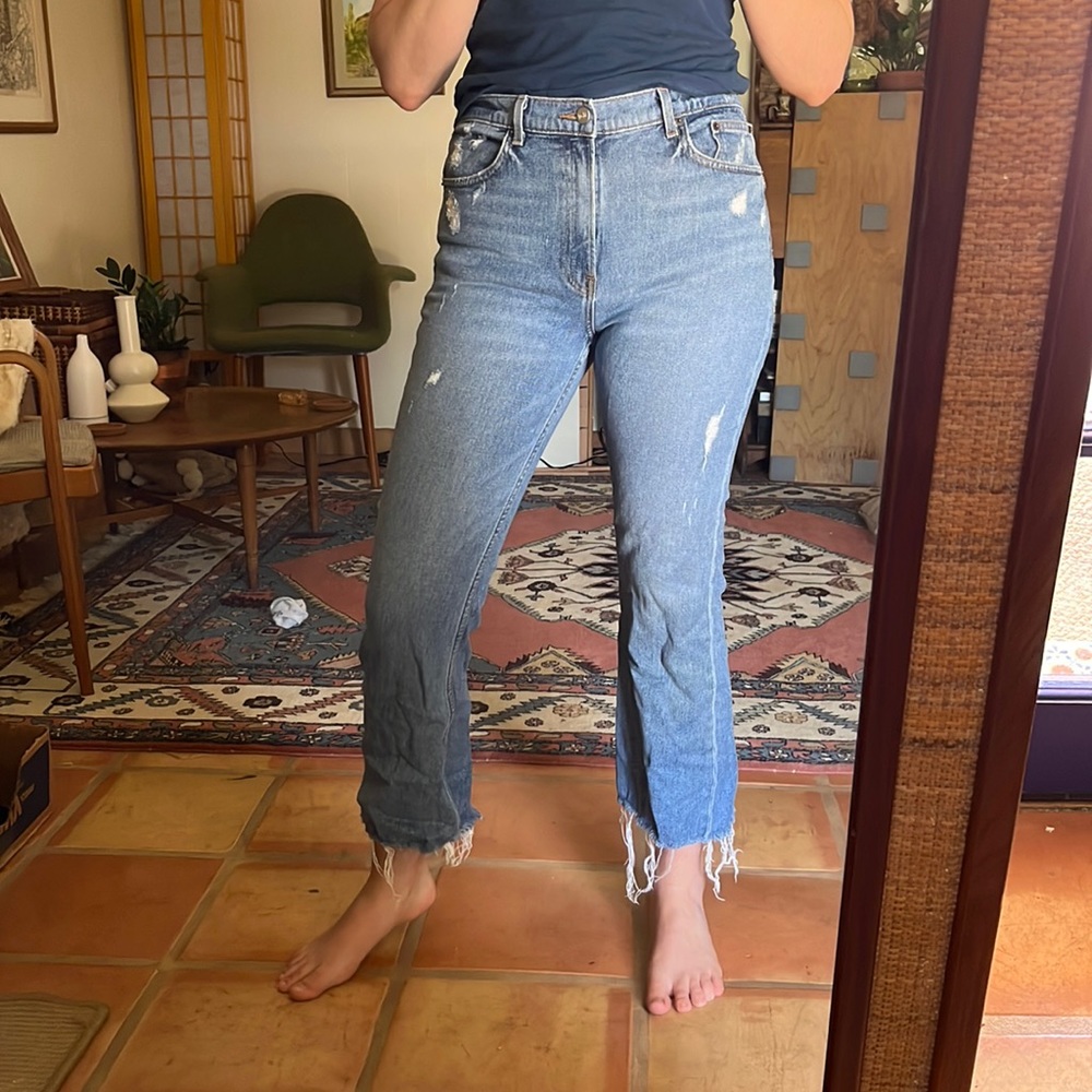 Reformation cropped flood distressed jeans